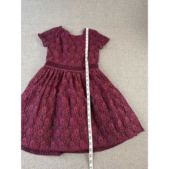 Carters Girls Dress Lace Velvet Burgundy Size 8 - Picture 7 of 7
